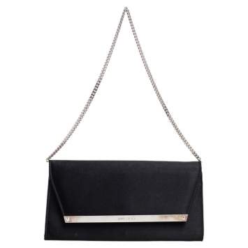 Pre Owned Jimmy Choo Black Satin Margot Chain Clutch