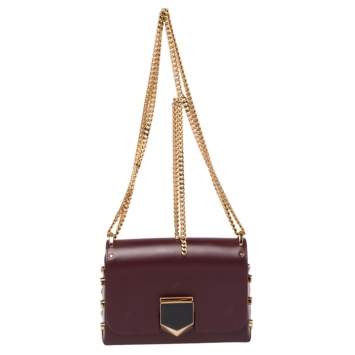 Pre Owned Jimmy Choo Burgundy Leather Lockett Petite Crossbody Bag