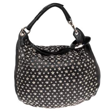 Pre Owned Jimmy Choo Black Leather Star Sky Hobo