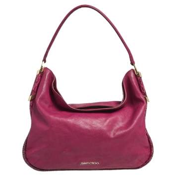 Pre Owned Jimmy Choo Pink Leather and Python Trim Zoe Hobo