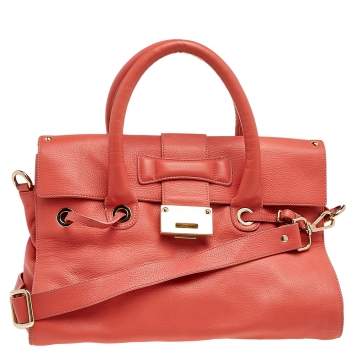Pre Owned Jimmy Choo Coral Leather Rosalie Satchel
