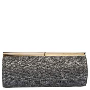 Pre Owned Jimmy Choo Silver Coarse Glitter Trinket Degrade Clutch