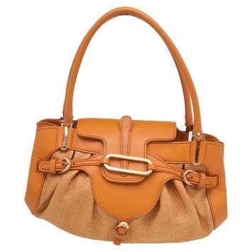 مملوكة مسبقًا Jimmy Choo Orange Raffia And Leather Small Tulita Shoulder Bag