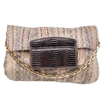 Pre Owned Jimmy Choo Beige Python Leather Chrissie Shoulder Bag