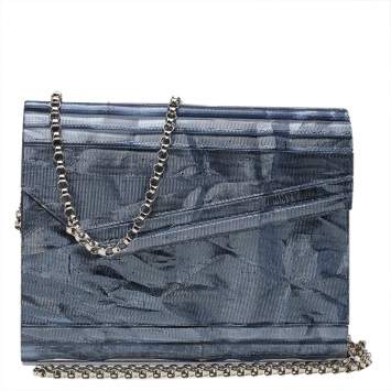 Pre Owned Jimmy Choo Grey Textured Acrylic Candy Clutch