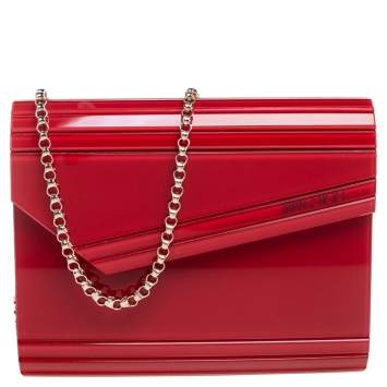 Pre Owned Jimmy Choo Red Acrylic Candy Clutch