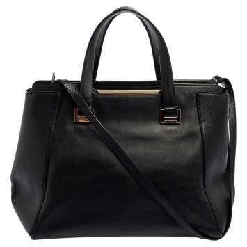 Pre Owned Jimmy Choo Black Leather Large Alfie Tote