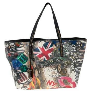 Pre Owned Jimmy Choo Multicolor Printed Coated Canvas Scarlet Tote