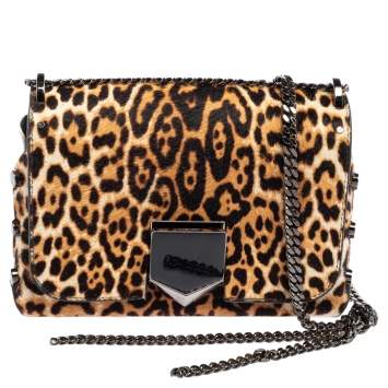 مملوكة مسبقًا Jimmy Choo Multicolor Leopard Print Calf Hair And Leather Lockett Petite Shoulder Bag