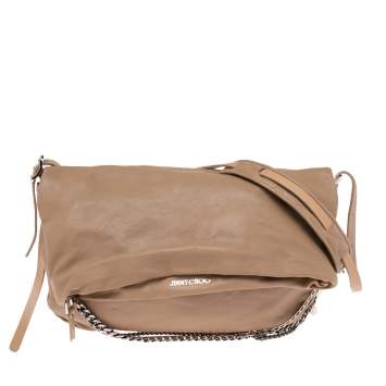 Pre Owned Jimmy Choo Beige Leather Boho Biker Chain Hobo
