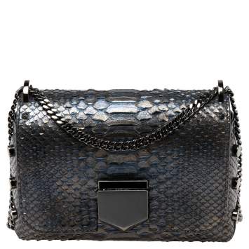 مملوكة مسبقًا Jimmy Choo Metallic Blue Python and Leather Lockett City Shoulder Bag