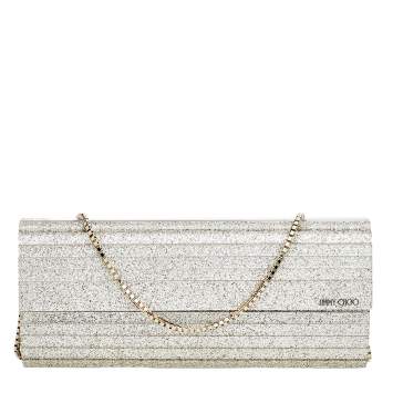 Pre Owned Jimmy Choo Metallic Silver Glitter Acrylic Sweetie Chain Clutch