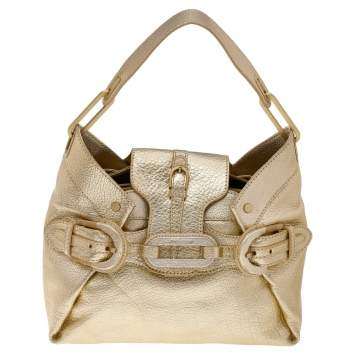 Pre Owned Jimmy Choo Metallic Gold Leather Tulita Hobo
