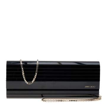 Pre Owned Jimmy Choo Black Acrylic Sweetie Chain Clutch