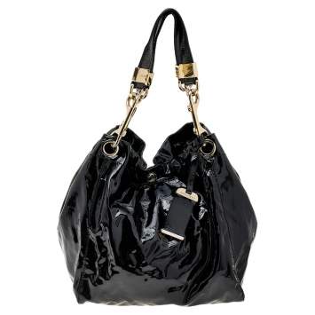 Pre Owned Jimmy Choo Black Patent Leather Hobo