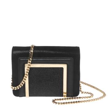 مملوكة مسبقًا Jimmy Choo Black Shimmer Leather And Glitter Fabric Alba Shoulder Bag