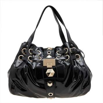 Pre Owned Jimmy Choo Black Patent Leather Riki Tote