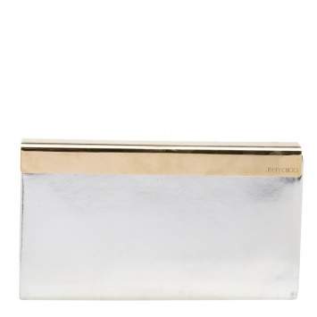 Pre Owned Jimmy Choo Metallic Silver Patent Leather Clutch