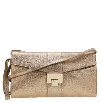 Pre Owned Jimmy Choo Metallic Gold Leather Rebel Clutch Bag
