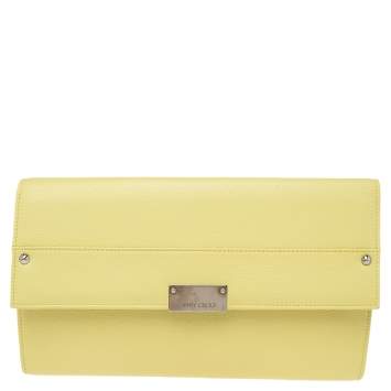 Pre Owned Jimmy Choo Citron Leather Reese Clutch