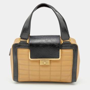 Pre Owned Jimmy Choo Black/Brown Patent and Leather Catherine Box Satchel