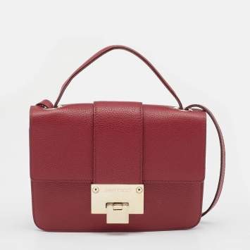 Pre Owned Jimmy Choo Red Leather Rebel Crossbody Bag