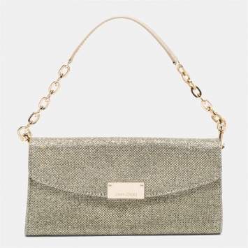 Pre Owned Jimmy Choo Gold/Silver Glitter Riane Clutch Bag