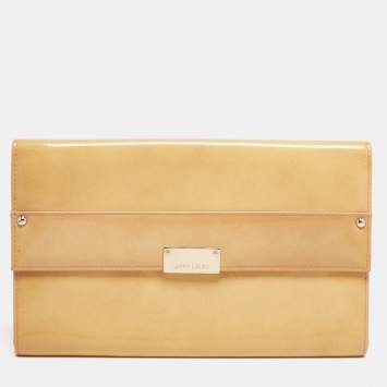 Pre Owned Jimmy Choo Butter Yellow Patent Leather Reese Clutch