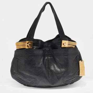 Pre Owned Jimmy Choo Black Leather Tote