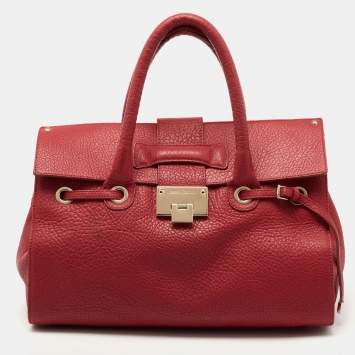 Pre Owned Jimmy Choo Red Leather Rosalie Satchel