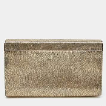 Pre Owned Jimmy Choo Metallic Gold Glitter Cayla Clutch