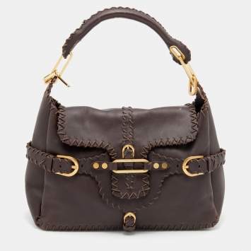 Pre Owned Jimmy Choo Brown Leather Tulita Shoulder Bag