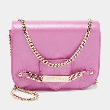 مملوكة مسبقًا Jimmy Choo Pink Leather Shadow Chain Shoulder Bag