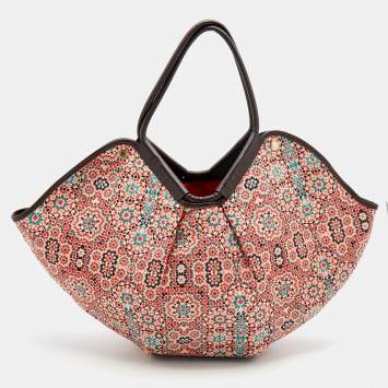 Pre Owned Jimmy Choo Multicolor Printed Canvas And Leather Trimmed Shopper Tote
