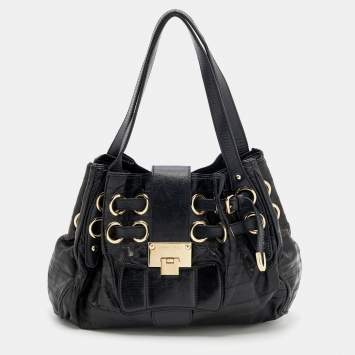 Pre Owned Jimmy Choo Black Leather Riki Tote 