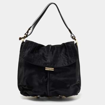 Pre Owned Jimmy Choo Black Calf Hair And Leather Hobo
