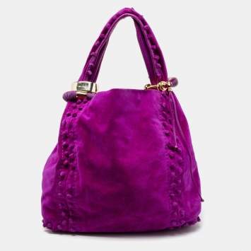 Pre Owned Jimmy Choo Purple Knot Detail Suede Saba Hobo