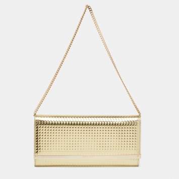 Pre Owned Jimmy Choo Metallic Gold Leather Milla Chain Clutch