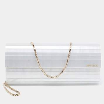 Pre Owned Jimmy Choo Silver Acrylic Sweetie Chain Clutch