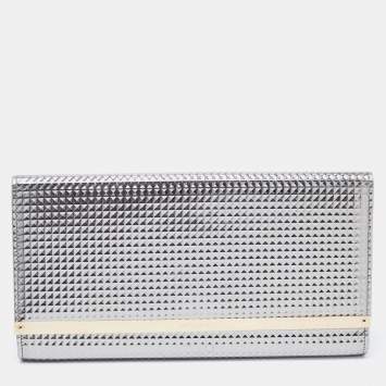 Pre Owned Jimmy Choo Metallic Silver Leather Milla Clutch