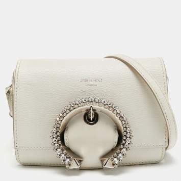 Pre Owned Jimmy Choo White Leather Madeline Crossbody Bag