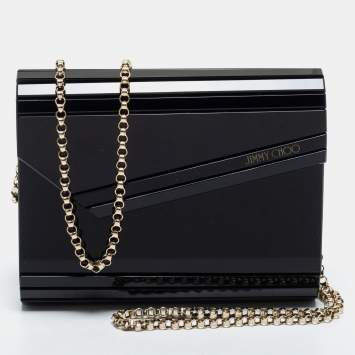 Pre Owned Jimmy Choo Black Acrylic and Leather Candy Chain Clutch 