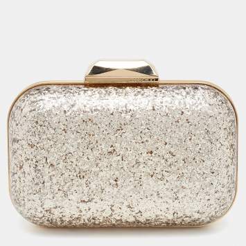 Pre Owned Jimmy Choo Gold Fiber and Glitter Cloud Clutch