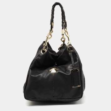 Pre Owned Jimmy Choo Black Perforated Leather Shoulder Bag