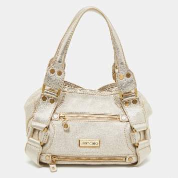 Pre Owned Jimmy Choo Gold Leather Mahala Bag