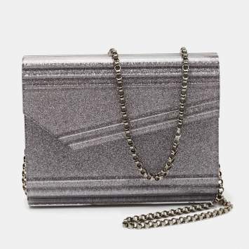 Pre Owned Jimmy Choo Light Purple Acrylic and Leather Candy Chain Clutch