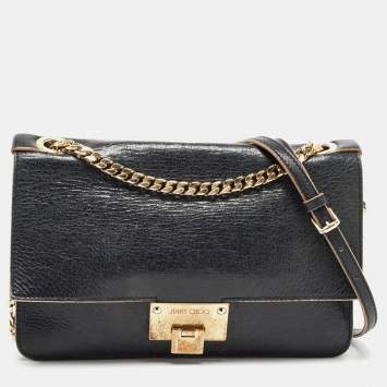 Pre Owned Jimmy Choo Black Leather Rebel Shoulder Bag