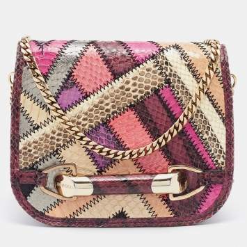 Pre Owned Jimmy Choo Multicolor Leather and Watersnake Leather Zadie Crossbody Bag