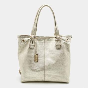 Pre Owned Jimmy Choo Gold Leather Shopper Tote