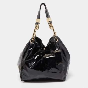 Pre Owned Jimmy Choo Black Patent Leather Lola Hobo